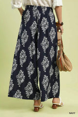 Umgee Abstract Print Wide Leg Pants OutfitFlow