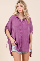 Mittoshop Mineral Wash Loose Fit Button Down Shirt OutfitFlow
