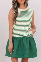 Stripe Woven Sleeveless Mini Dress OutfitFlow