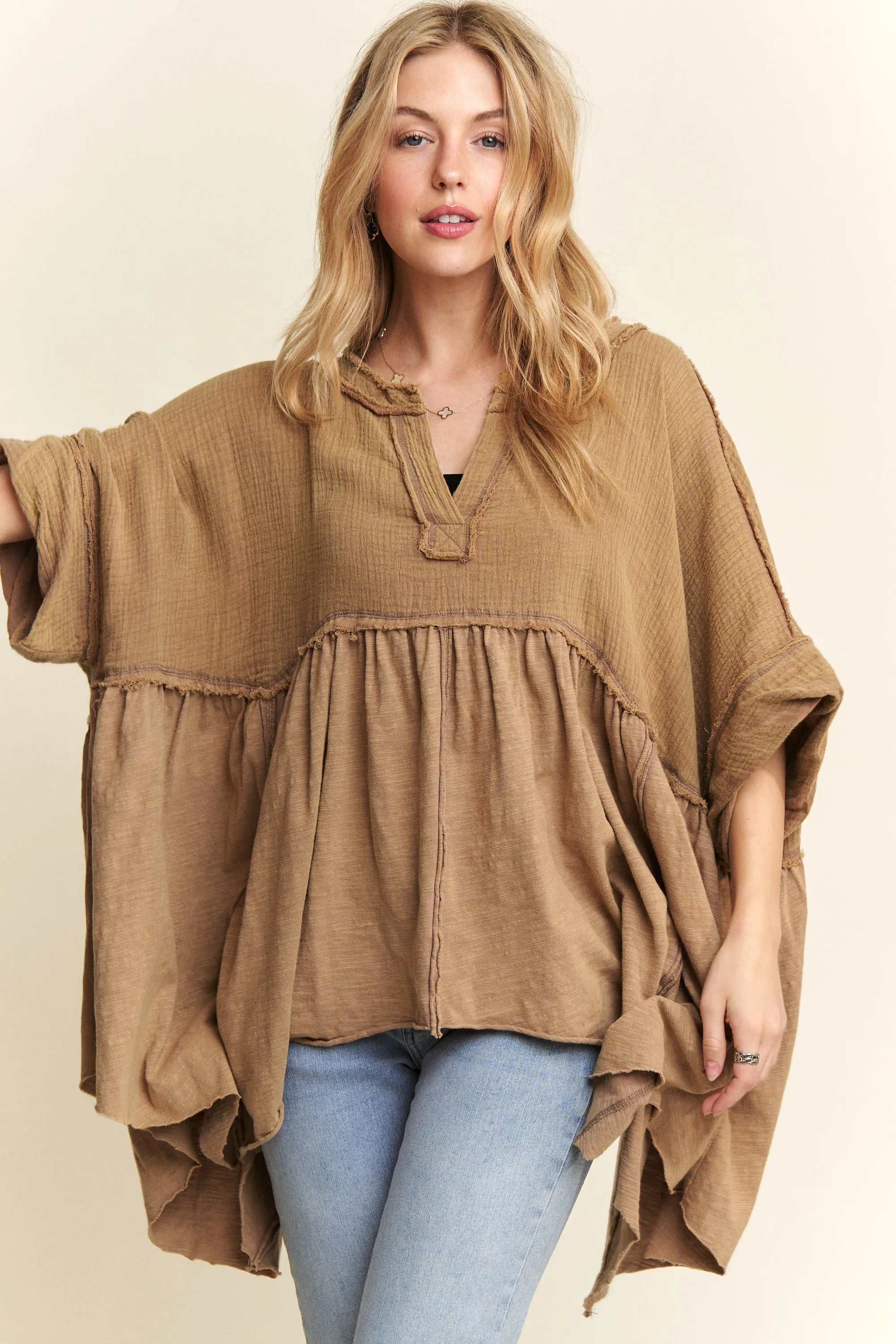 ADORA Oversized Mineral Washed Flare Top OutfitFlow