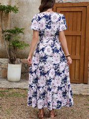 Floral Print Surplice Midi Dress OutfitFlow