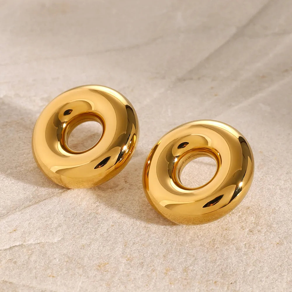 Stainless Steel Cutout Round Shape Earrings OutfitFlow