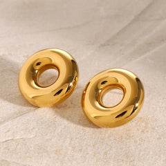Stainless Steel Cutout Round Shape Earrings OutfitFlow