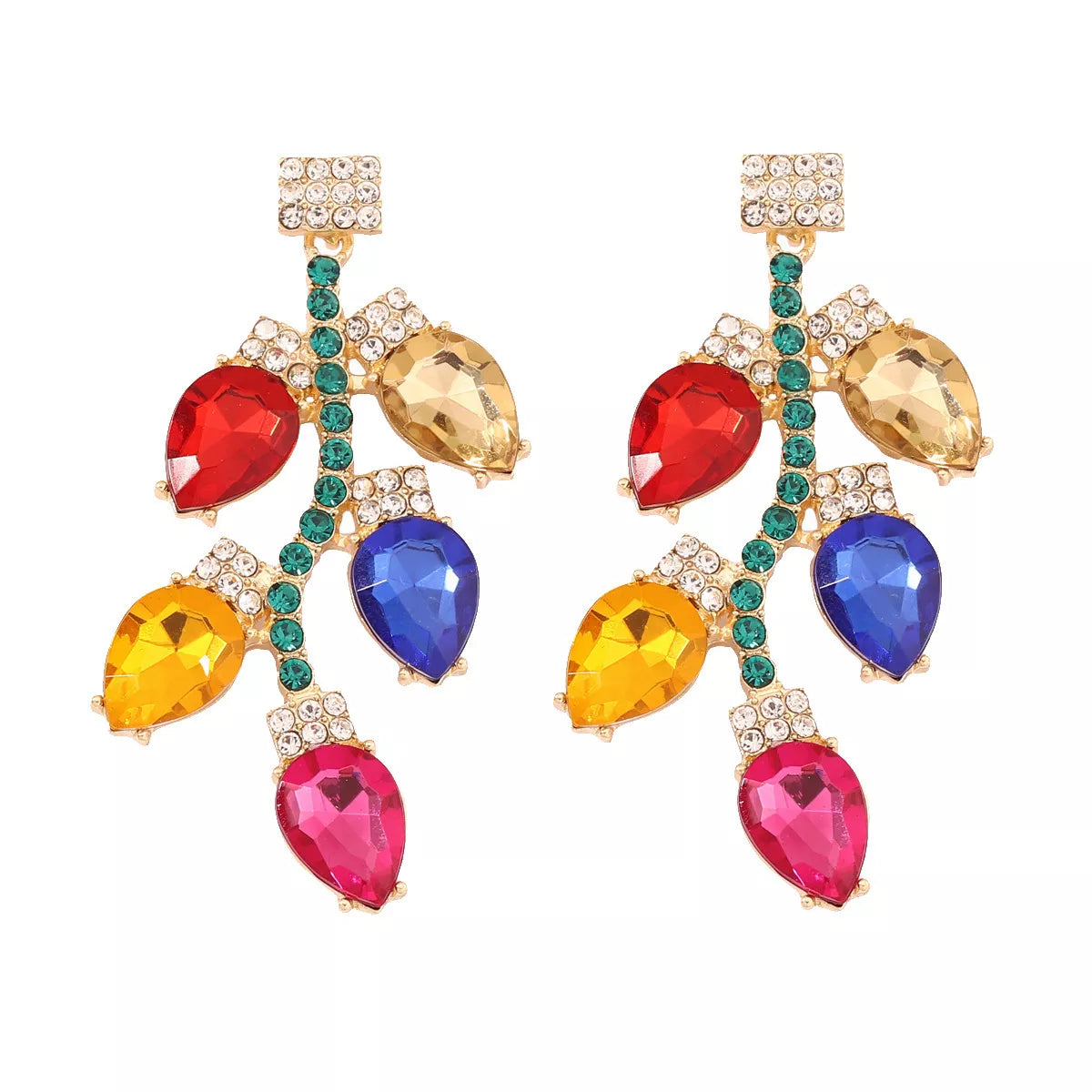 Christmas Rhinestone Drop Earrings OutfitFlow