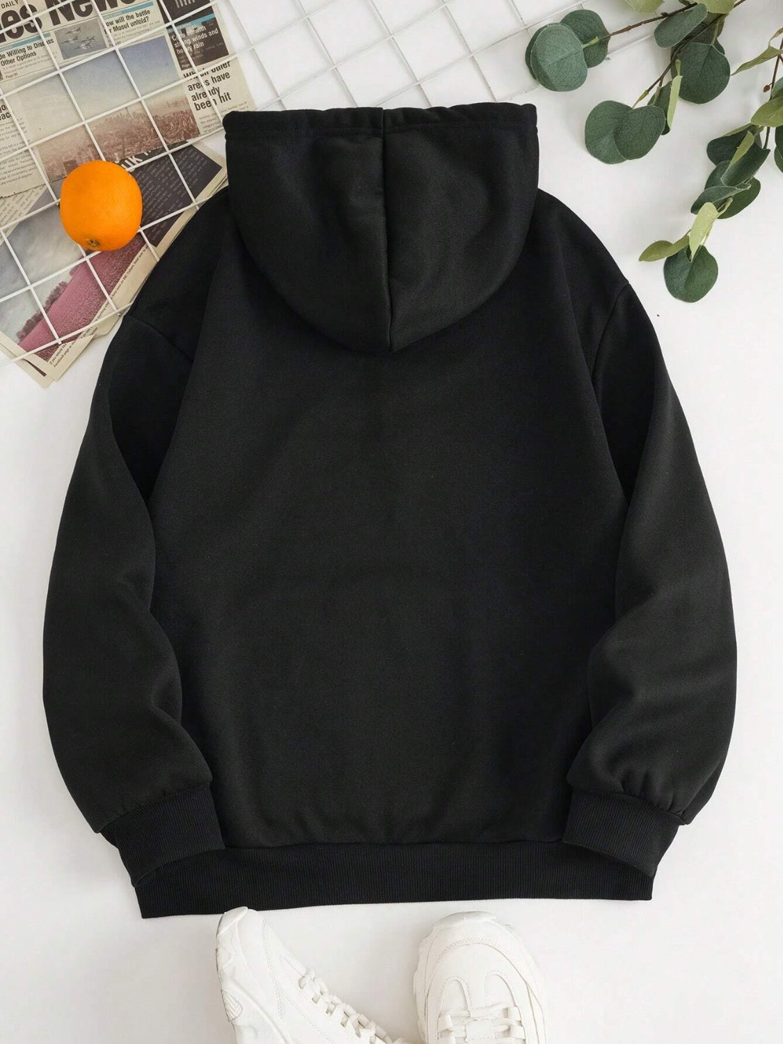 Drawstring Dropped Shoulder Hoodie OutfitFlow