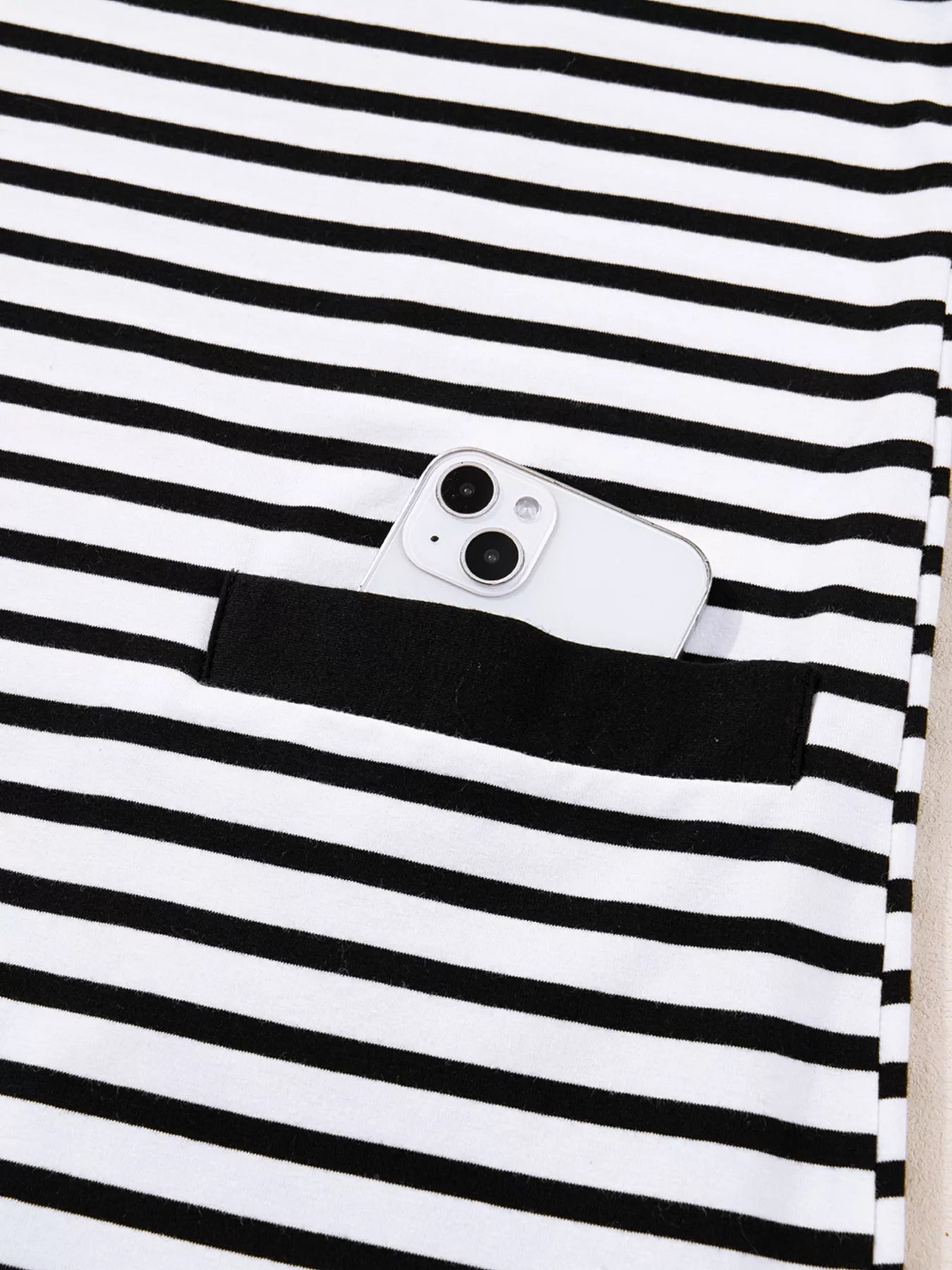 Stripe Buttoned Front Collared Long Sleeve T Shirt Dress with Pockets OutfitFlow