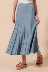SO ME A Line Knitted Sweater Midi Length Skirt OutfitFlow
