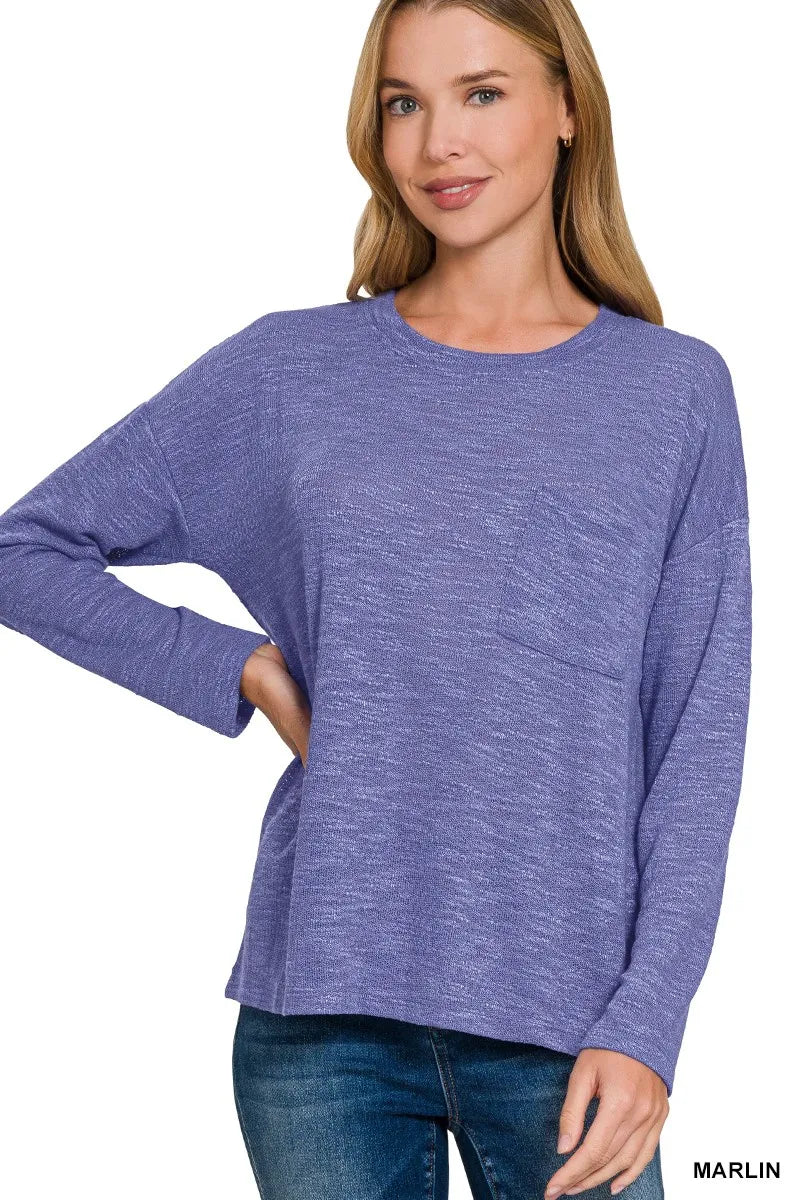 Zenana Slub Hacci Long Sleeve T-Shirt MARLIN OutfitFlow