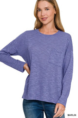 Zenana Slub Hacci Long Sleeve T-Shirt MARLIN OutfitFlow