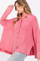 SAGE + FIG Frayed Hem Side Slit Button Down Shirt OutfitFlow