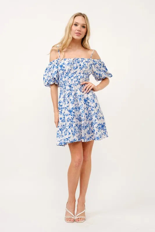 And The Why Off Shoulder Bubble Sleeve Dress OutfitFlow