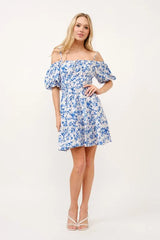 And The Why Off Shoulder Bubble Sleeve Dress OutfitFlow