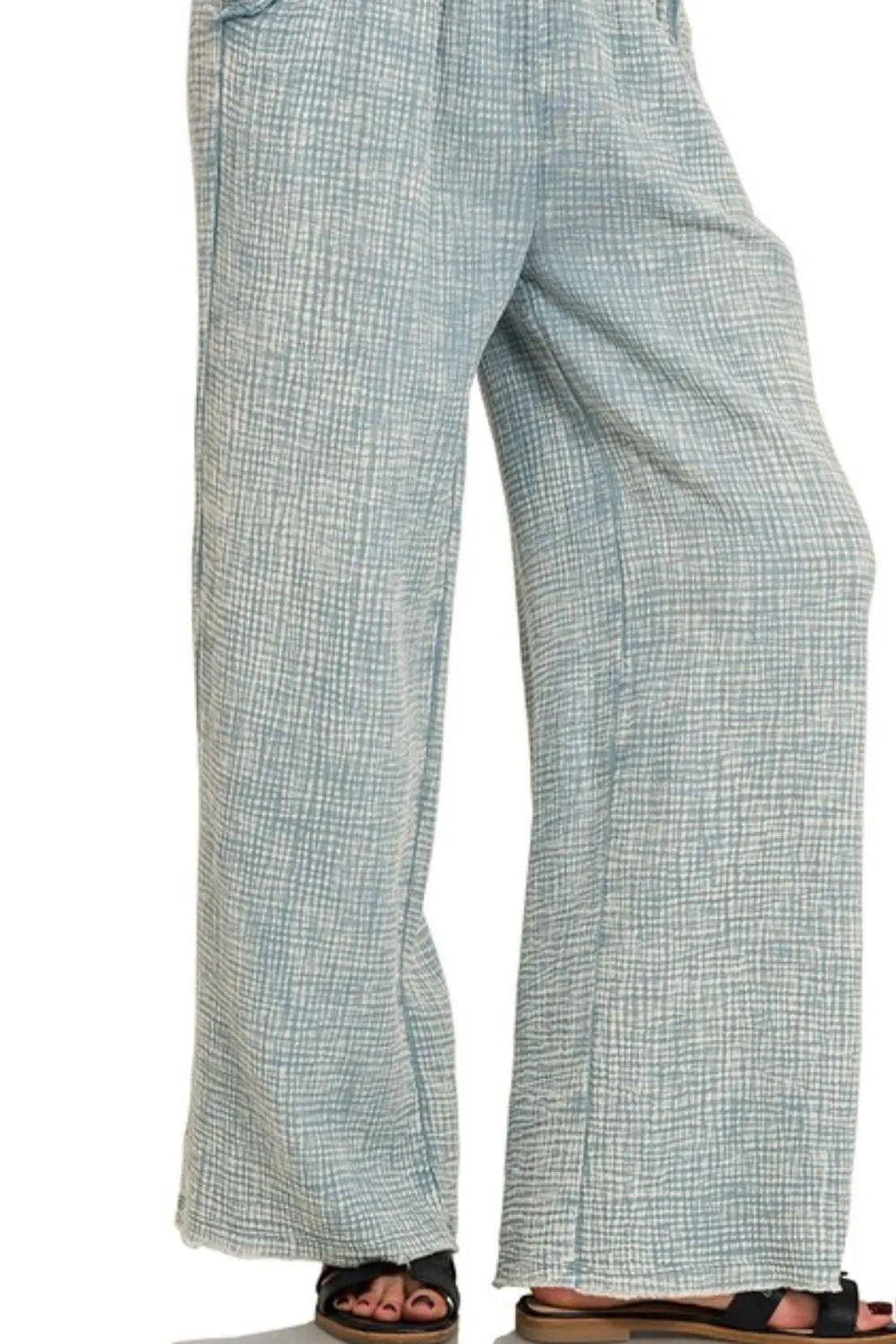 Zenana Washed Double Gauze Elastic Band Waist Pants OutfitFlow