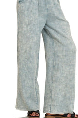Zenana Washed Double Gauze Elastic Band Waist Pants OutfitFlow