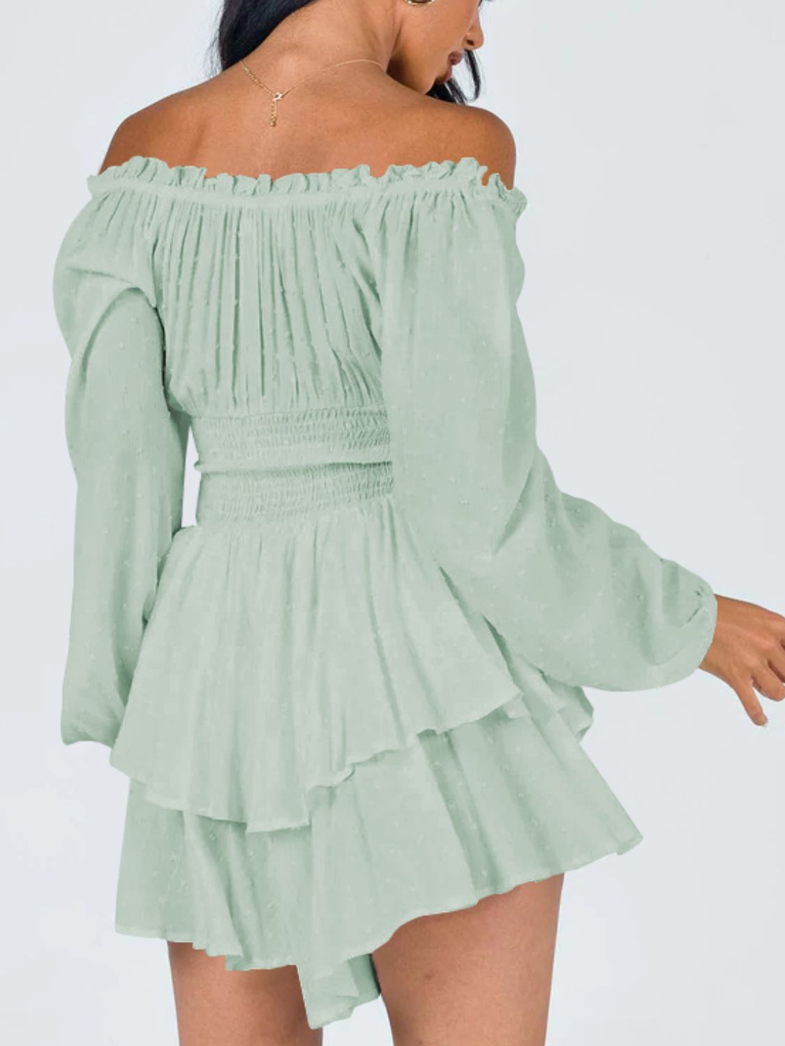 Outfit Flow - Off Shoulder Smocked Waist Romper