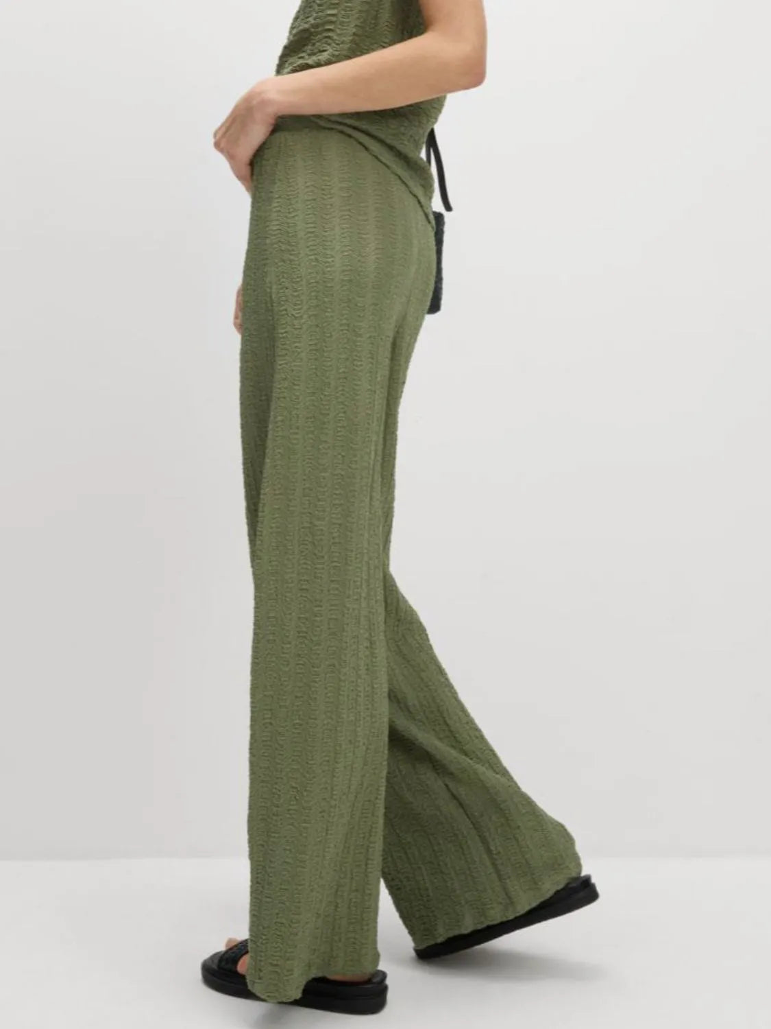 Round Neck Cap Sleeve Top and Pants Set Pants OutfitFlow