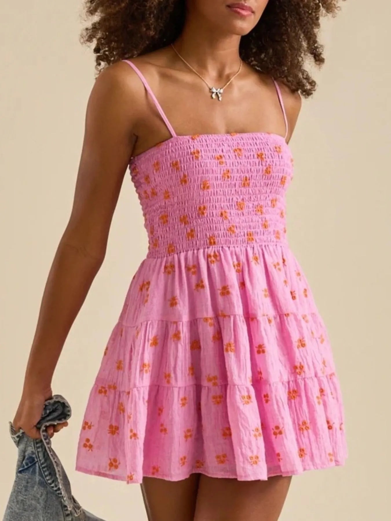 Floral Smocked Tiered Mini Cami Dress OutfitFlow