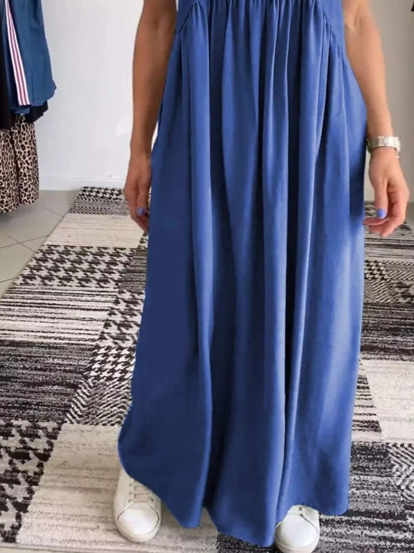 Full Size Ruched Wide Strap Overall Maxi Dress Plus Size OutfitFlow