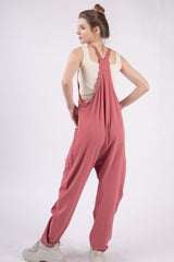 VERY J Plunge Sleeveless Jumpsuit with Pockets