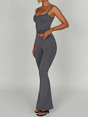 Cami Top and Flare Pants Matching Set OutfitFlow
