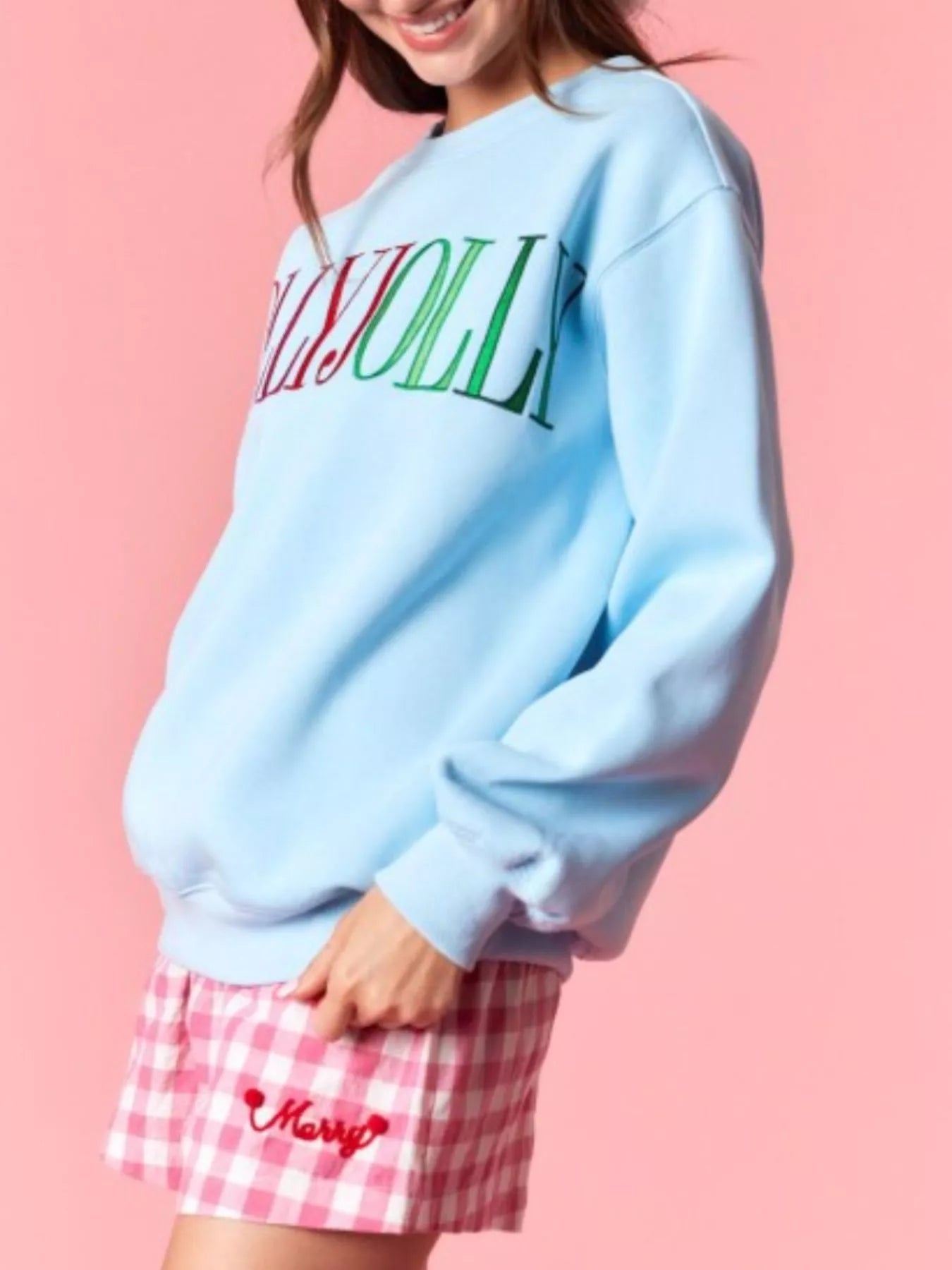 Holly Jolly Crew Neck Christmas Sweatshirt OutfitFlow