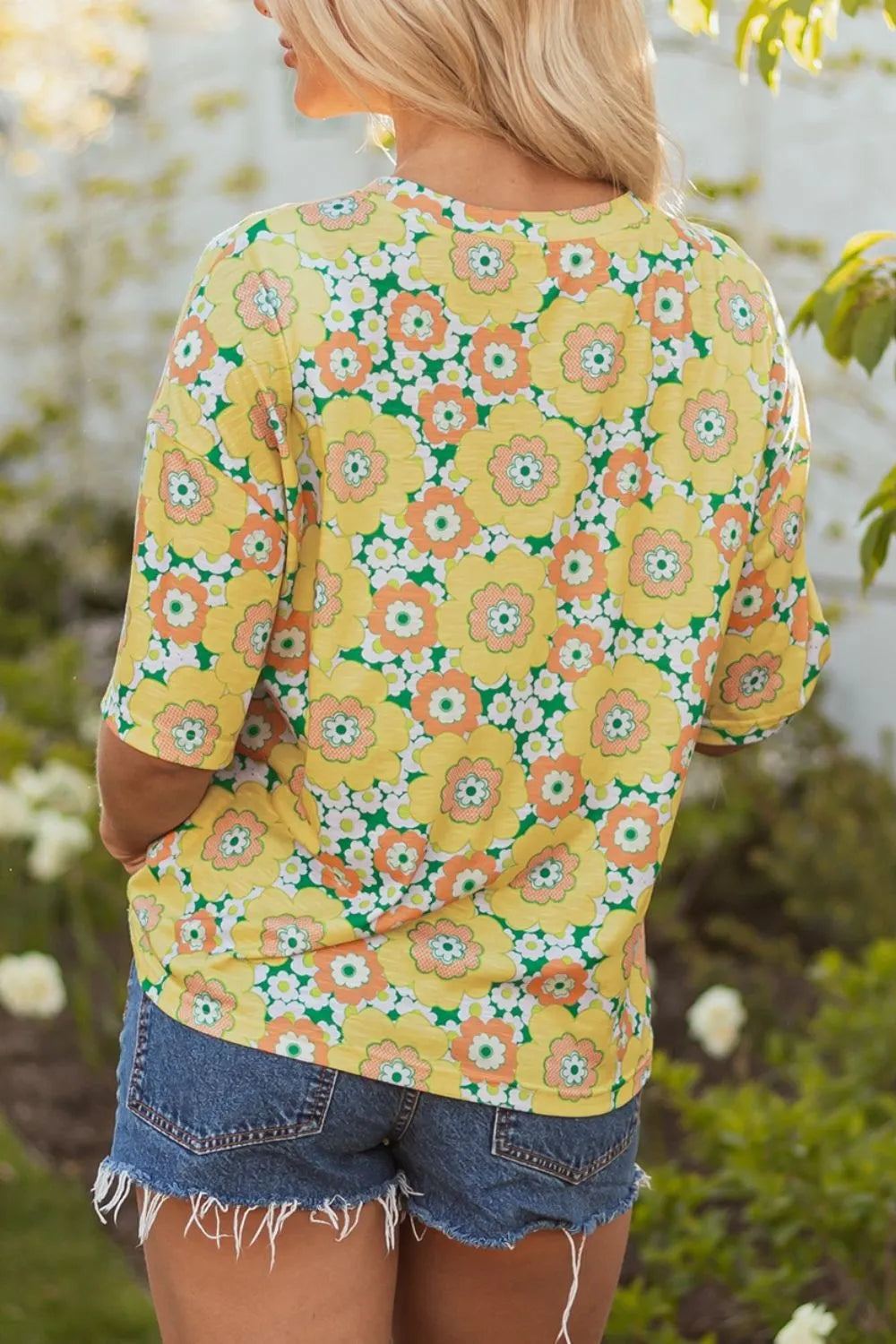 Floral Print Round Neck Oversized T-Shirt OutfitFlow