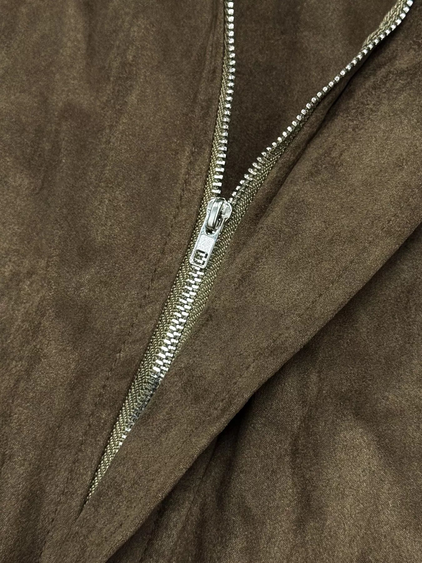 Plus Size Suede Cropped Bomber Jacket OutfitFlow