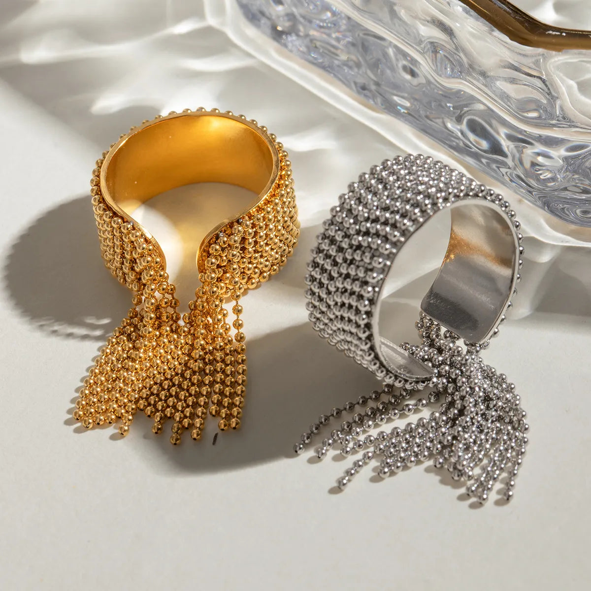 2-Piece Stainless Steel Tassel Chain Ring OutfitFlow