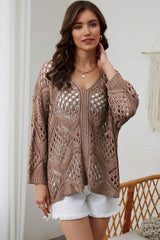 Openwork V-Neck Sweater OutfitFlow