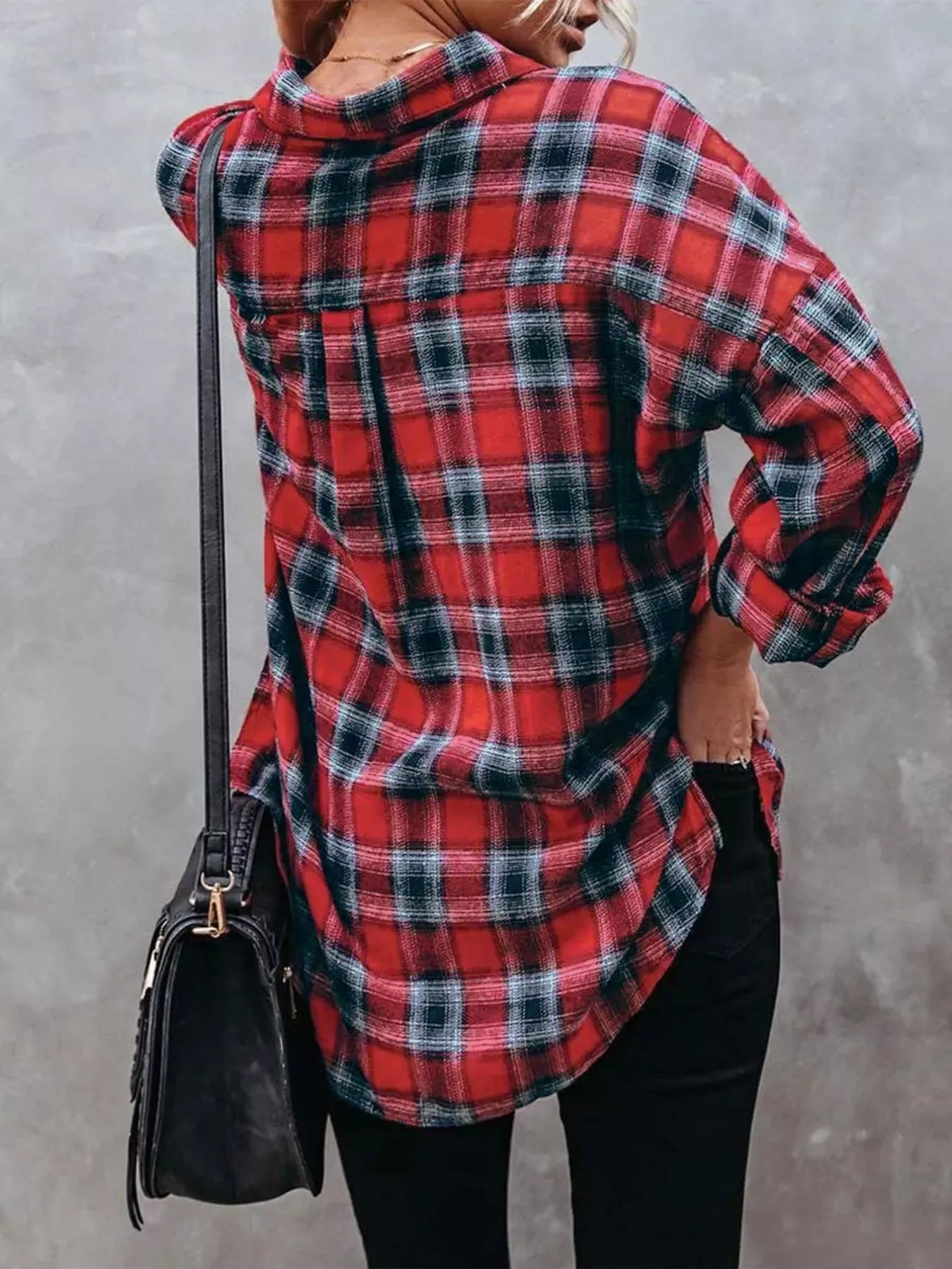 Plus Size Plaid Button-Down Shirt OutfitFlow