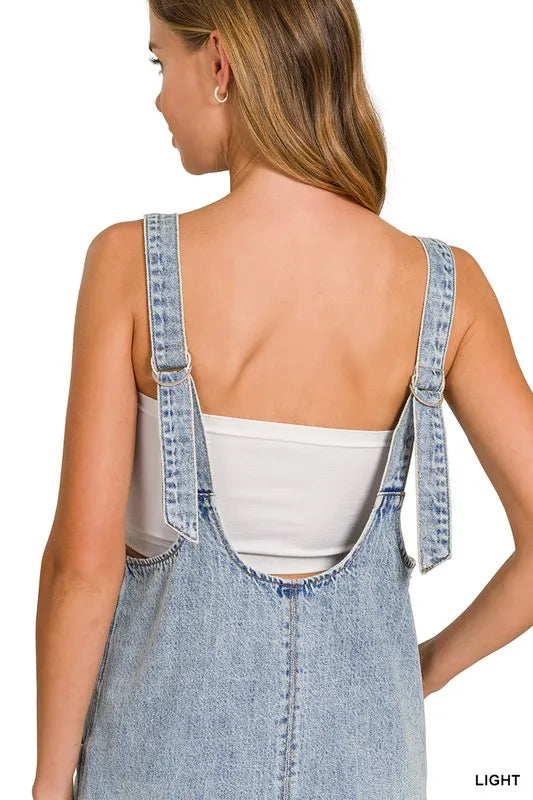 Zenana Denim Overall Mini Dress OutfitFlow