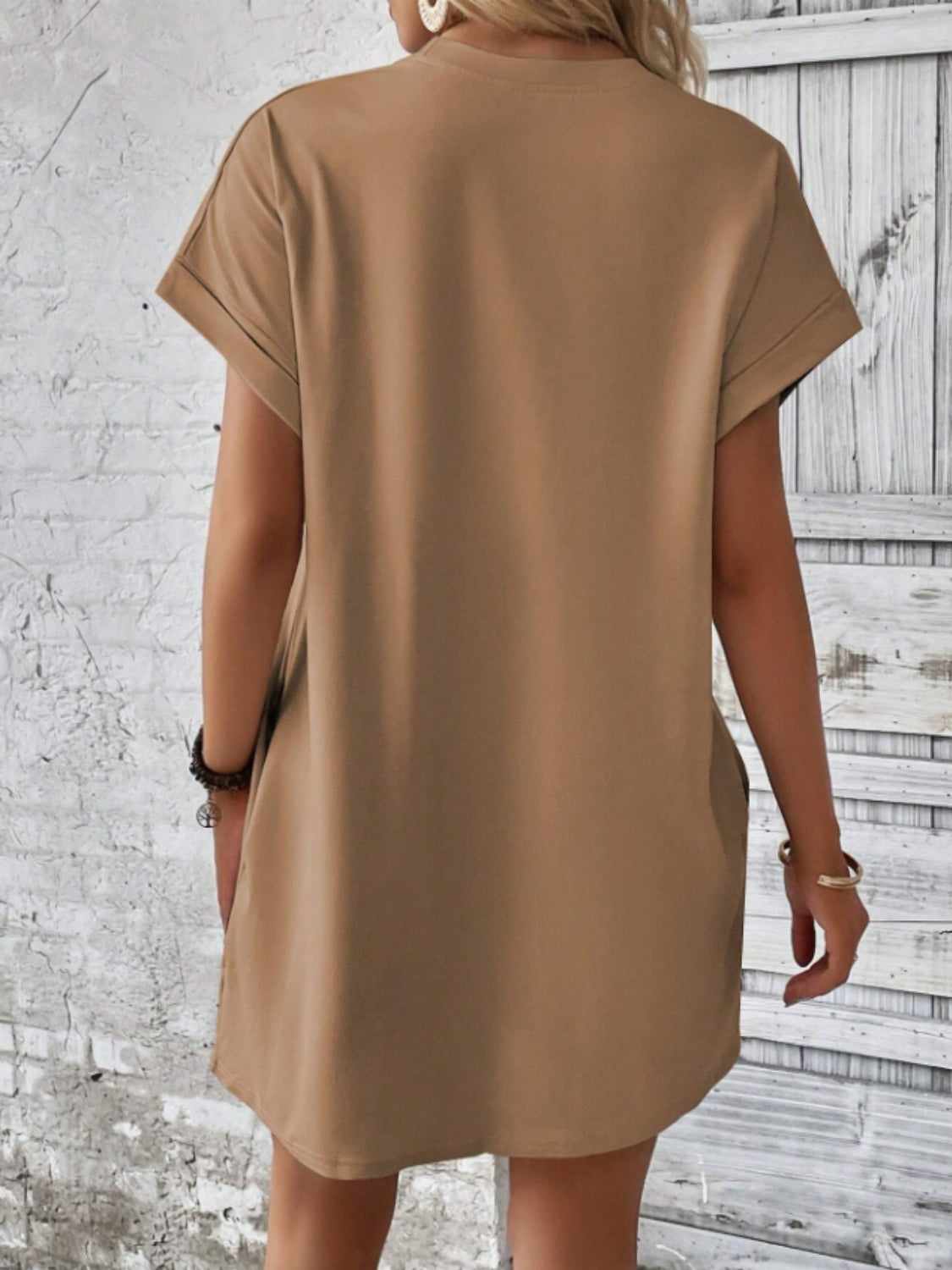 Short Sleeve Mini Tee Dress with Pockets OutfitFlow