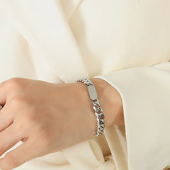 18K Gold-Plated Titanium Steel Bracelet Silver One Size OutfitFlow