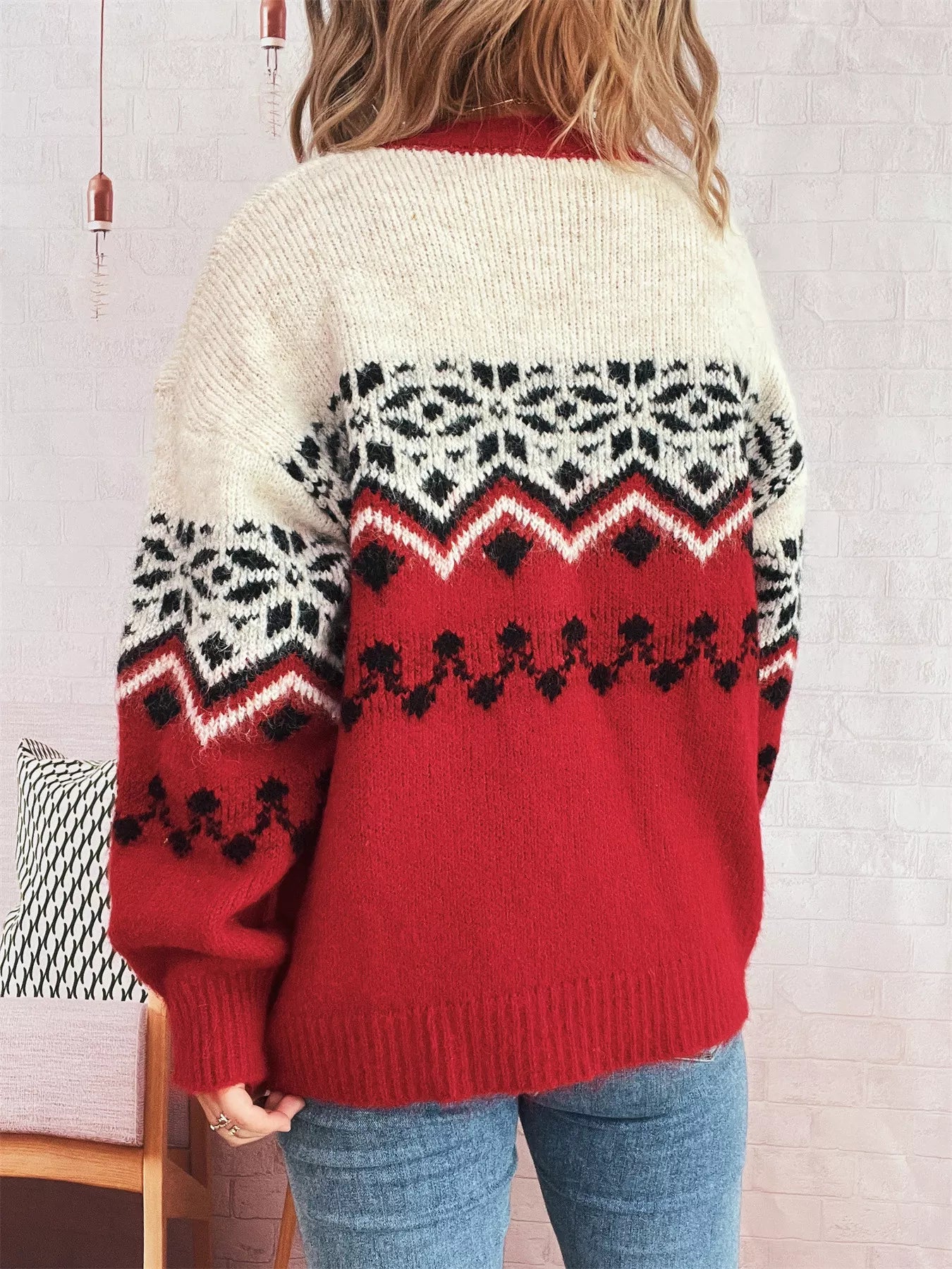 Christmas Button Up Drop Shoulder Cardigan OutfitFlow