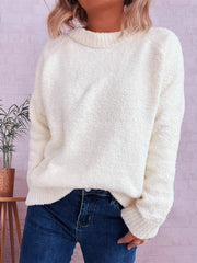 Round Neck Raglan Sleeve Sweater OutfitFlow