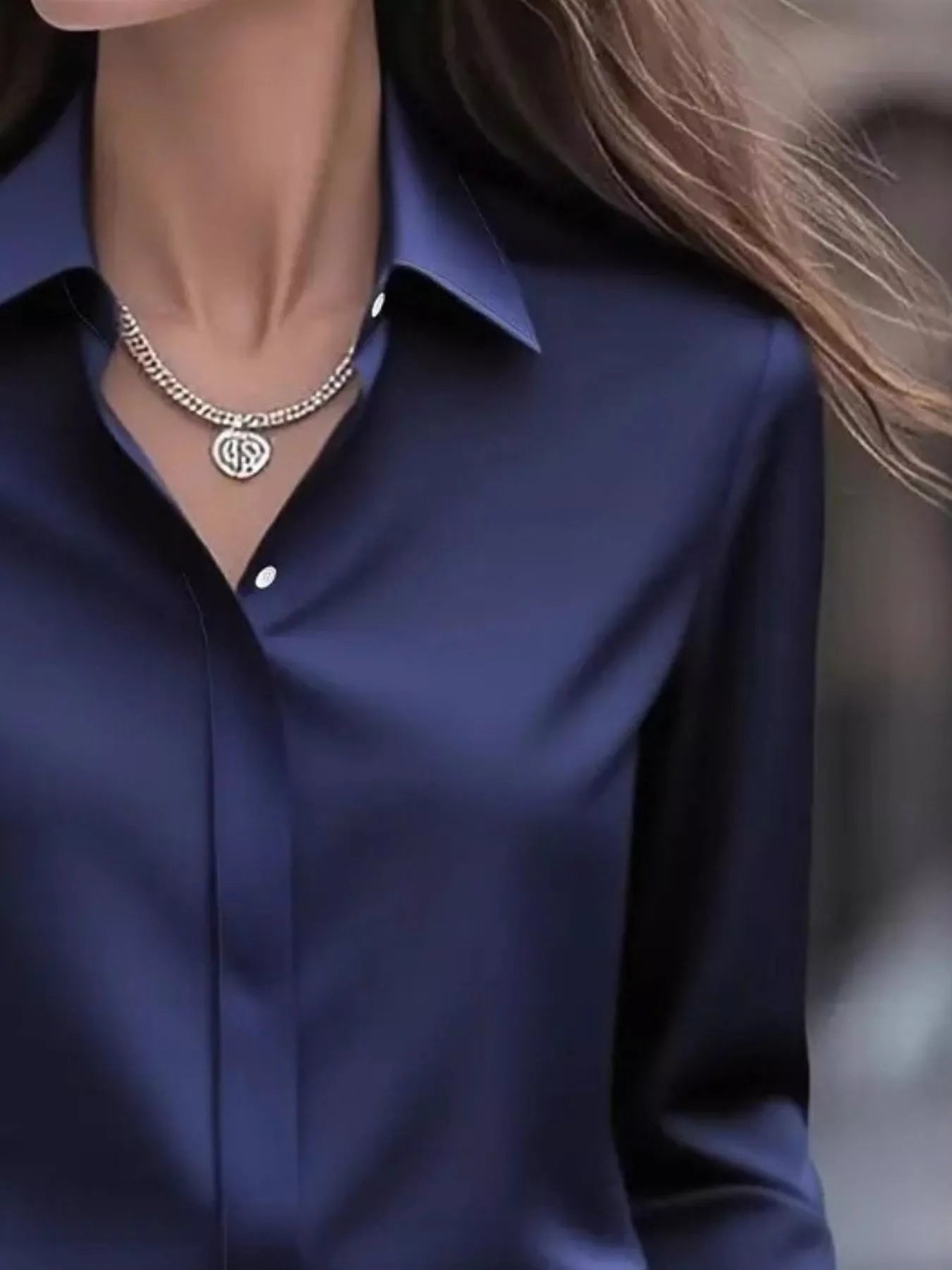 Button Down Collared Neck Long Sleeve Shirt OutfitFlow