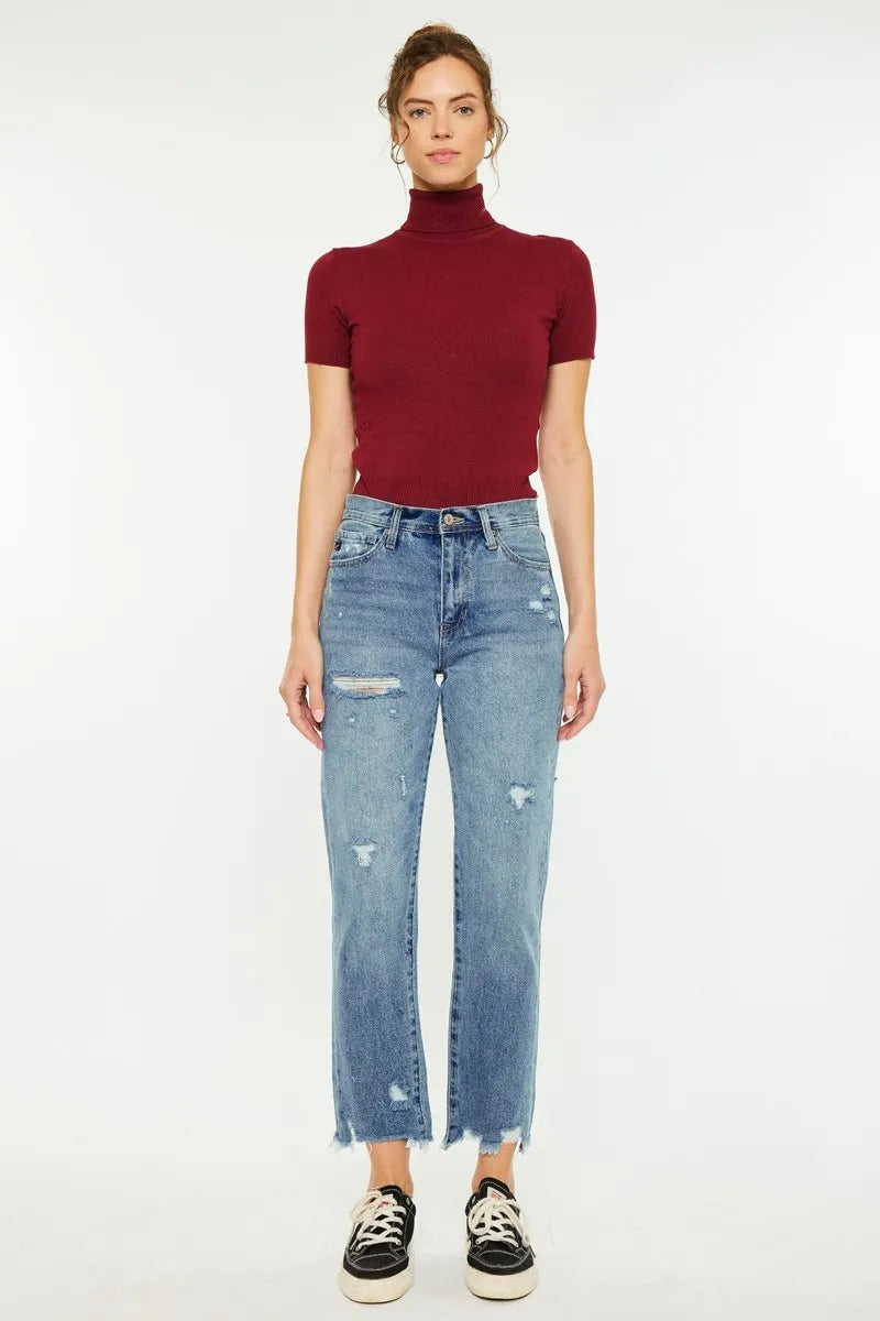 Kancan High Rise Classic Slim Straight Jeans OutfitFlow