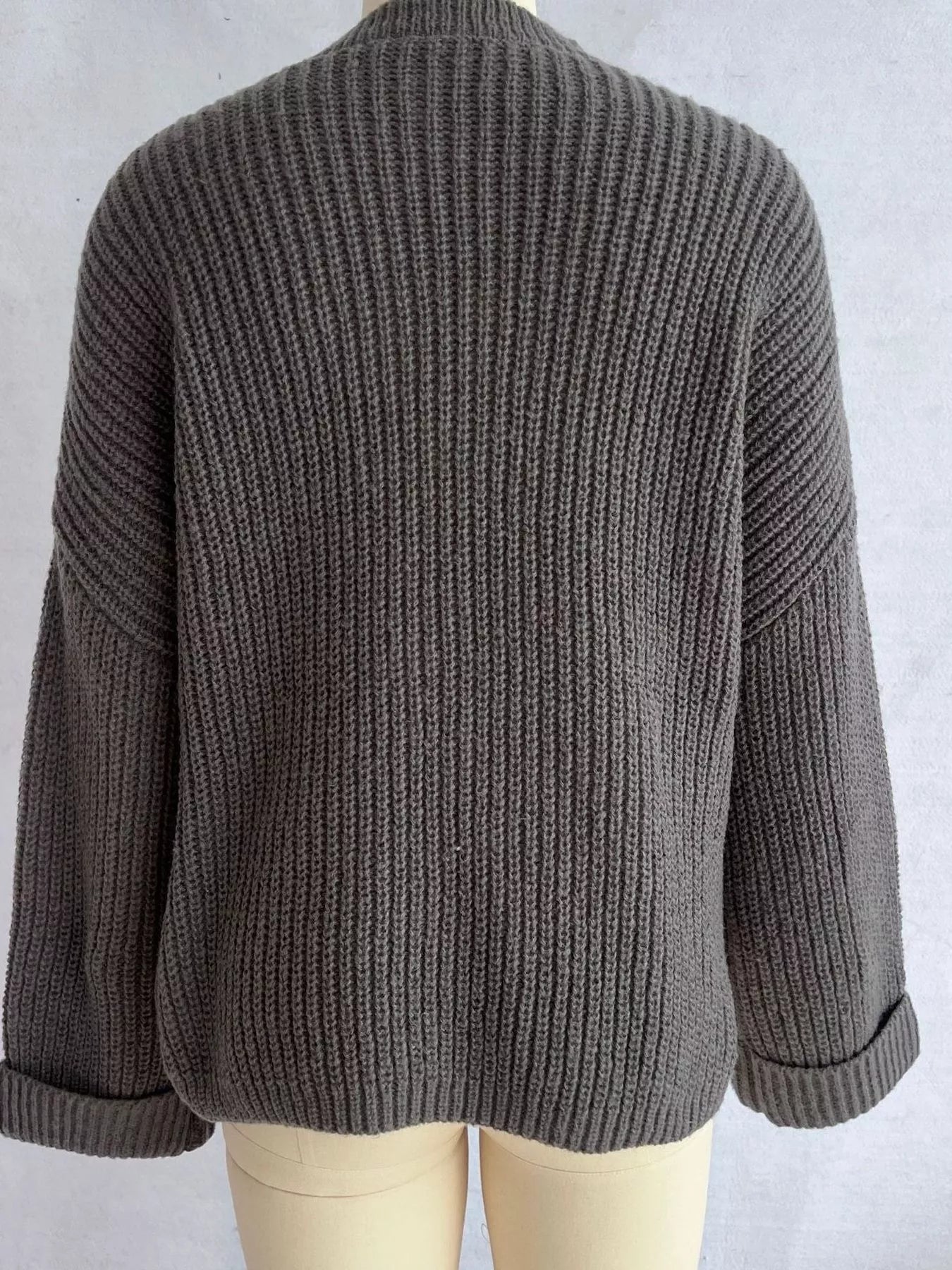 Asymmetrical Button Detail Sweater Trendsi