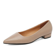 Pointed Toe Low Heel Pump Apricot OutfitFlow