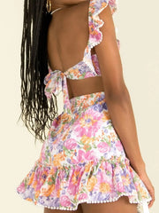 Floral Print Ruffled Hem Dress OutfitFlow