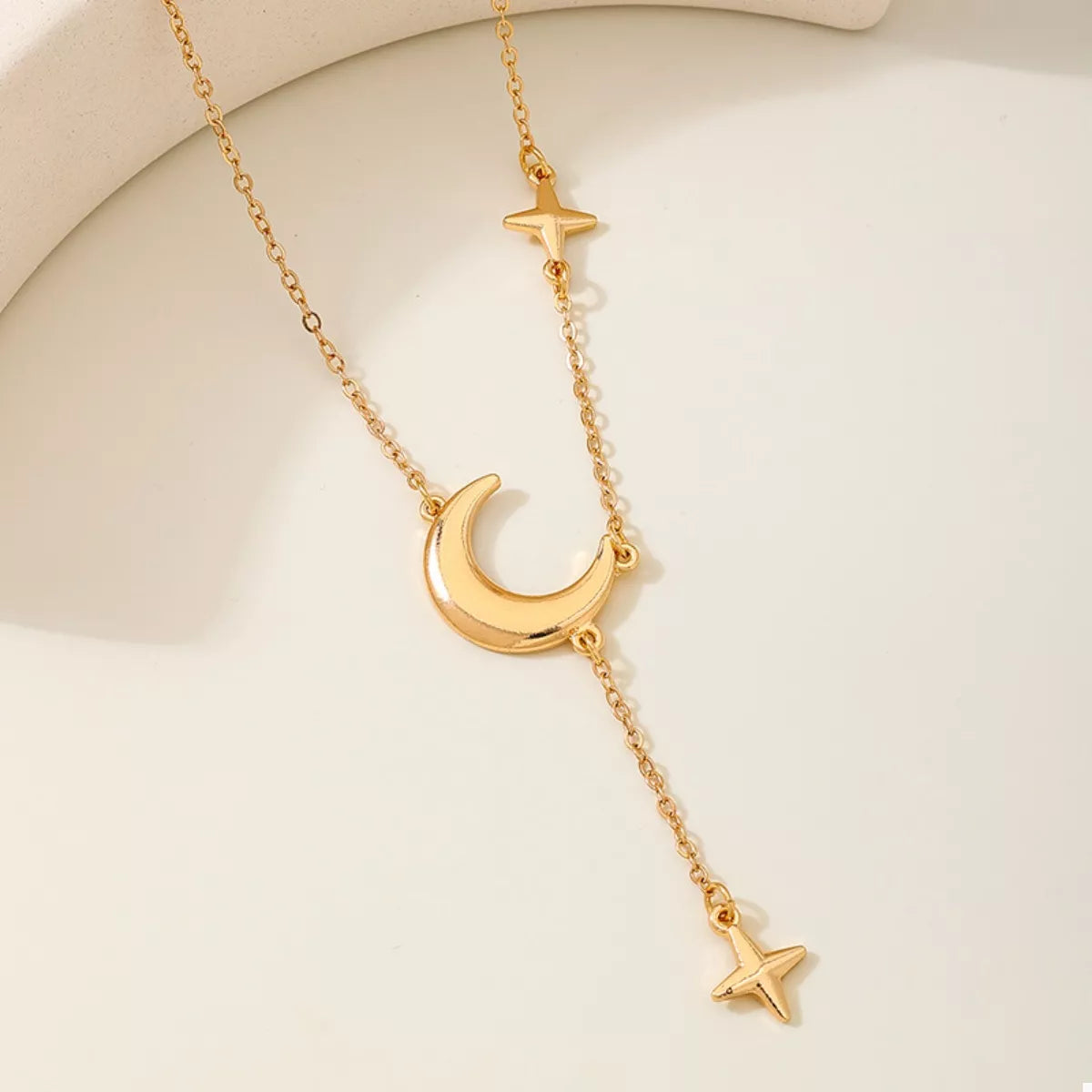 18K Gold-Plated Moon and Star Gold Chain Necklace OutfitFlow
