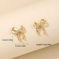 18K Gold-Plated Alloy Bow Stud Earrings OutfitFlow