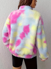 Tie-Dye Fuzzy Quarter Zip Sweatshirt OutfitFlow