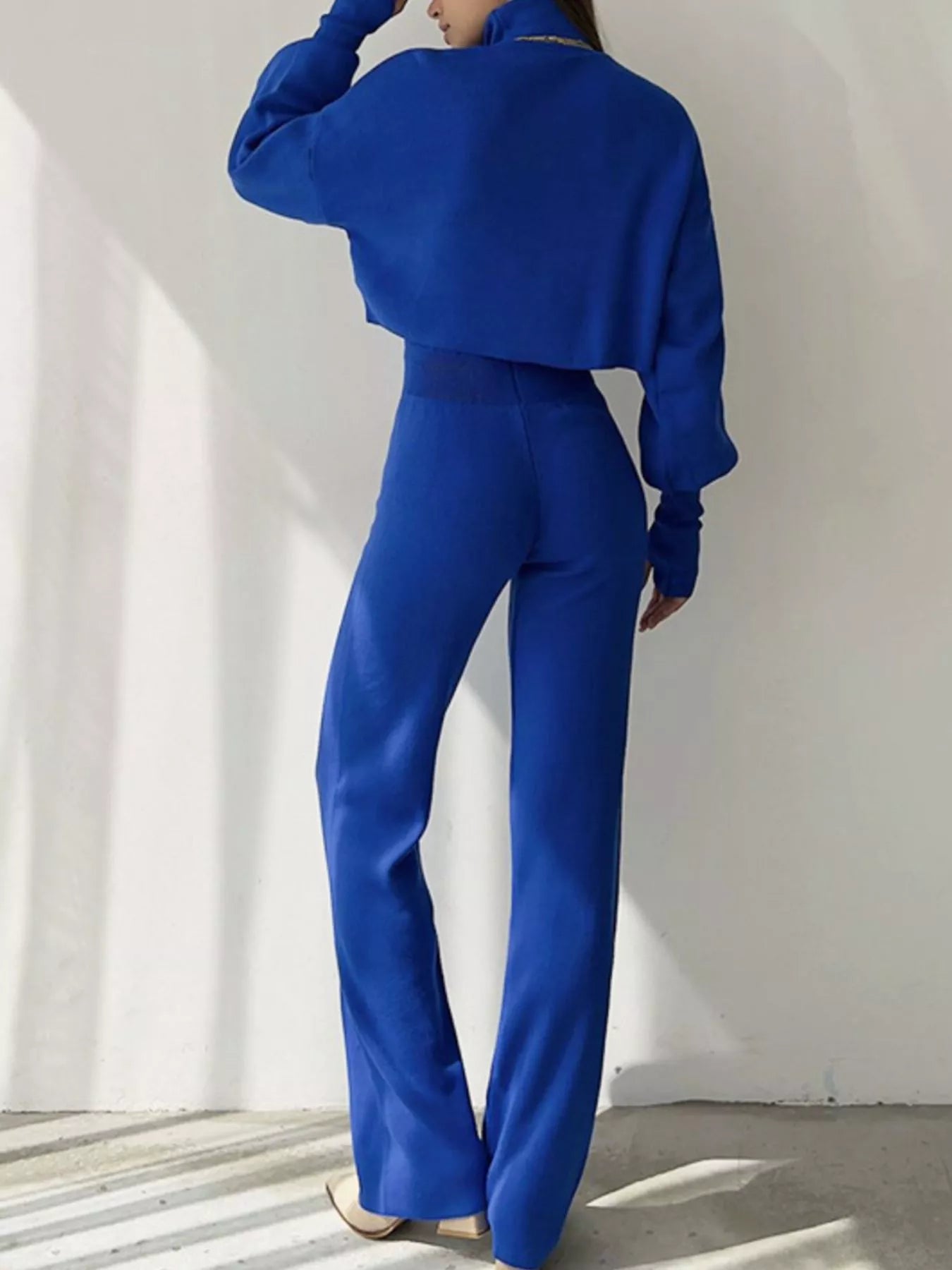 Turtleneck Long Sleeve Top & Pants Set OutfitFlow