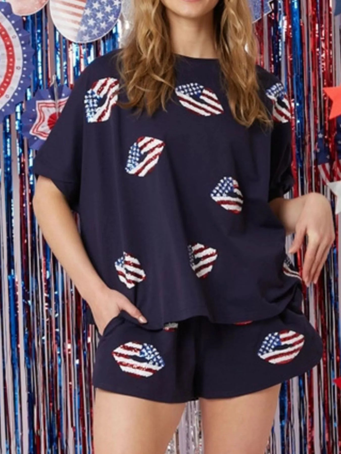 Sequin High-Low Top and Shorts Set OutfitFlow