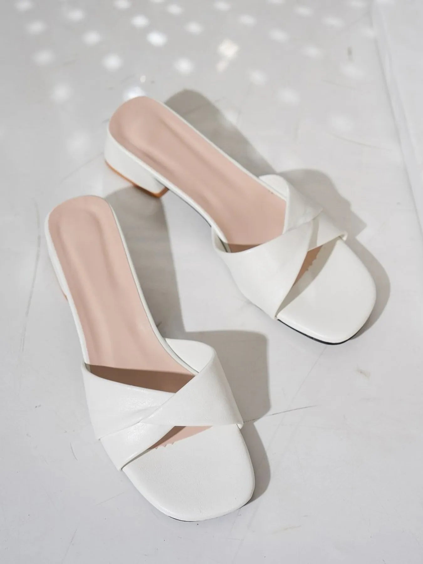 Open Toe Block Heels Sandals White OutfitFlow