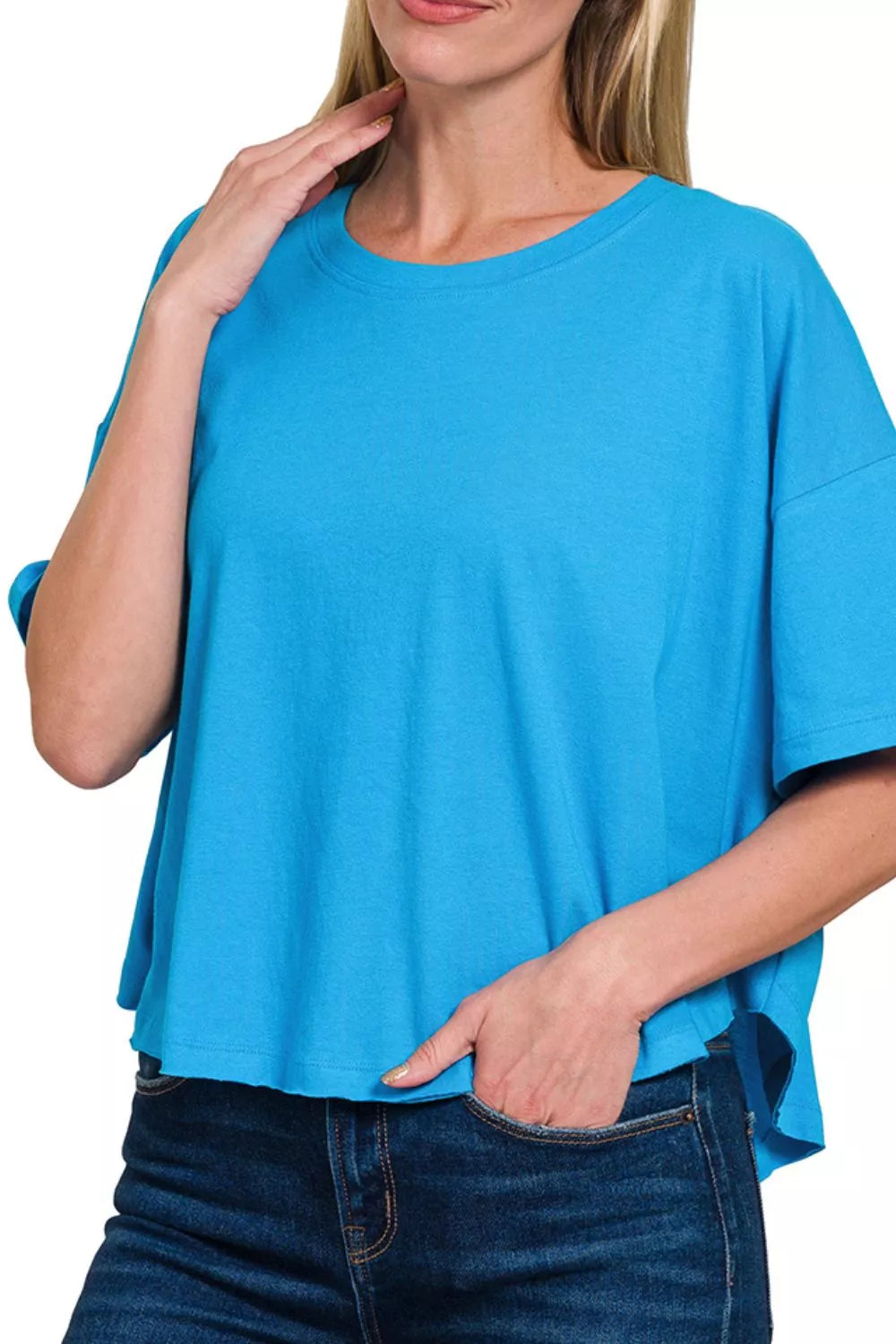 Zenana Cotton Round Neck Short Sleeve T-Shirt OutfitFlow