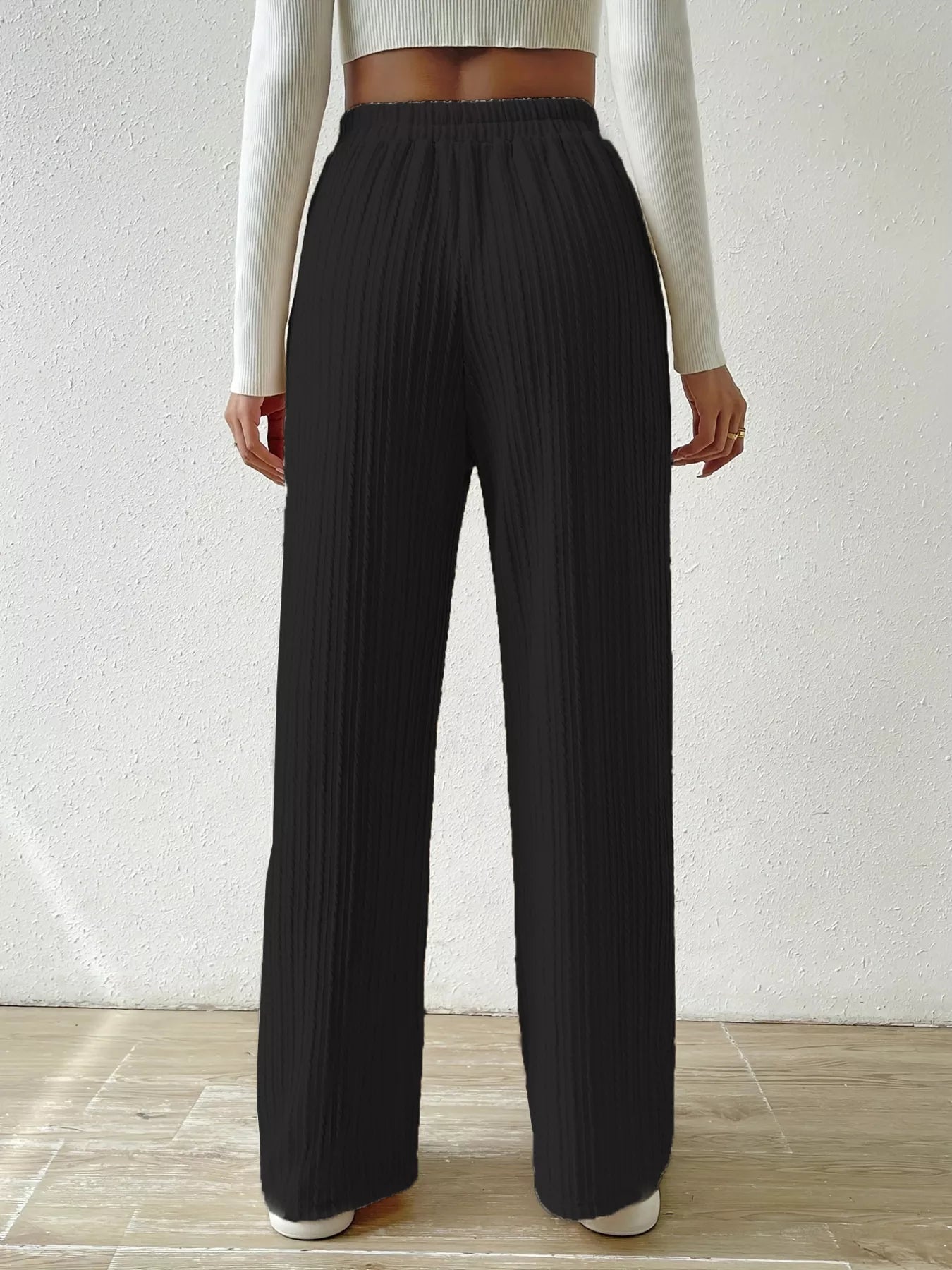 Drawstring Wide Leg Pants OutfitFlow