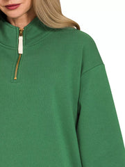 Zenana Fleece Half Zip Sweatshirt Trendsi