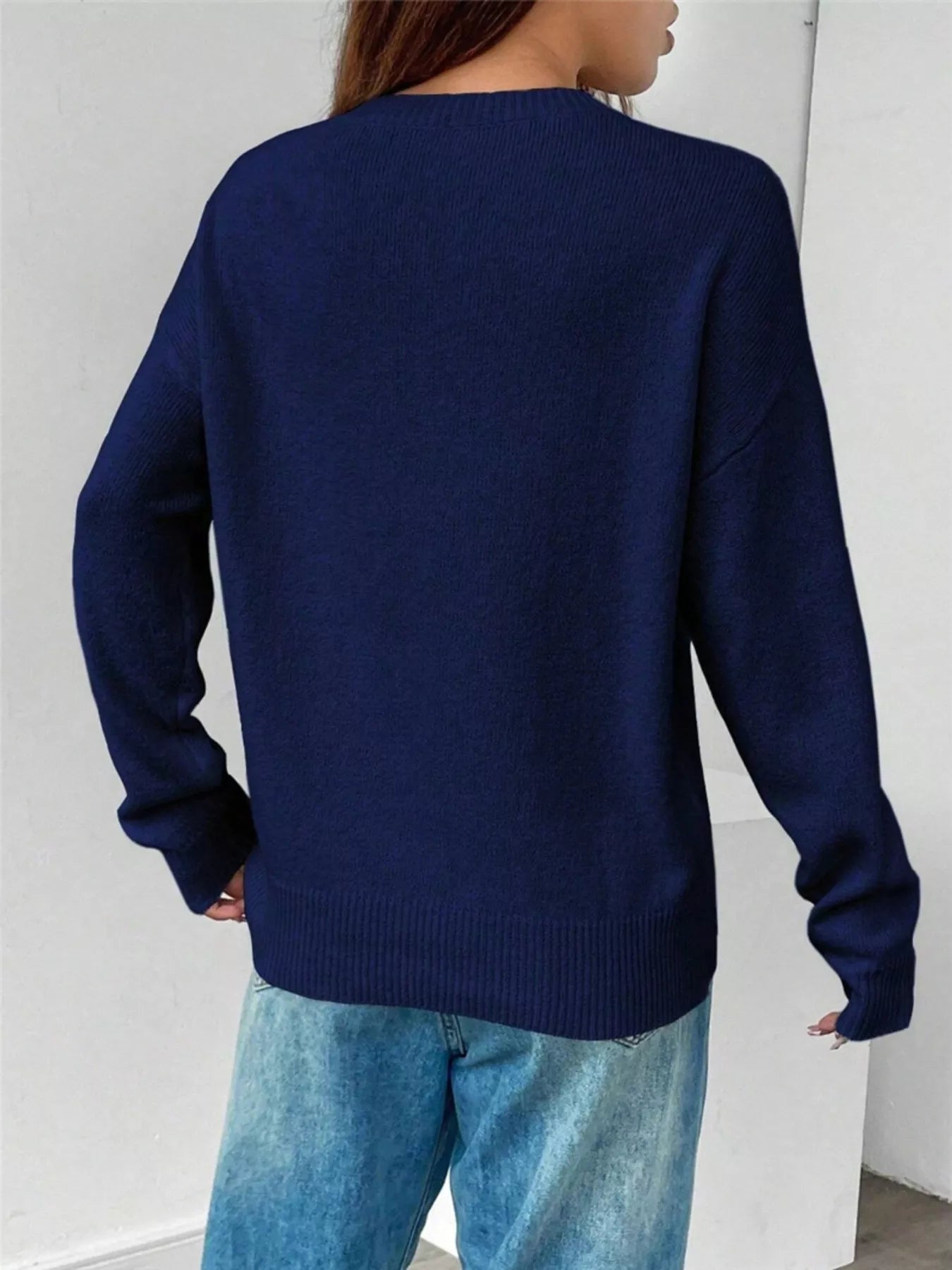 US Flag Round Neck Long Sleeve Sweater OutfitFlow